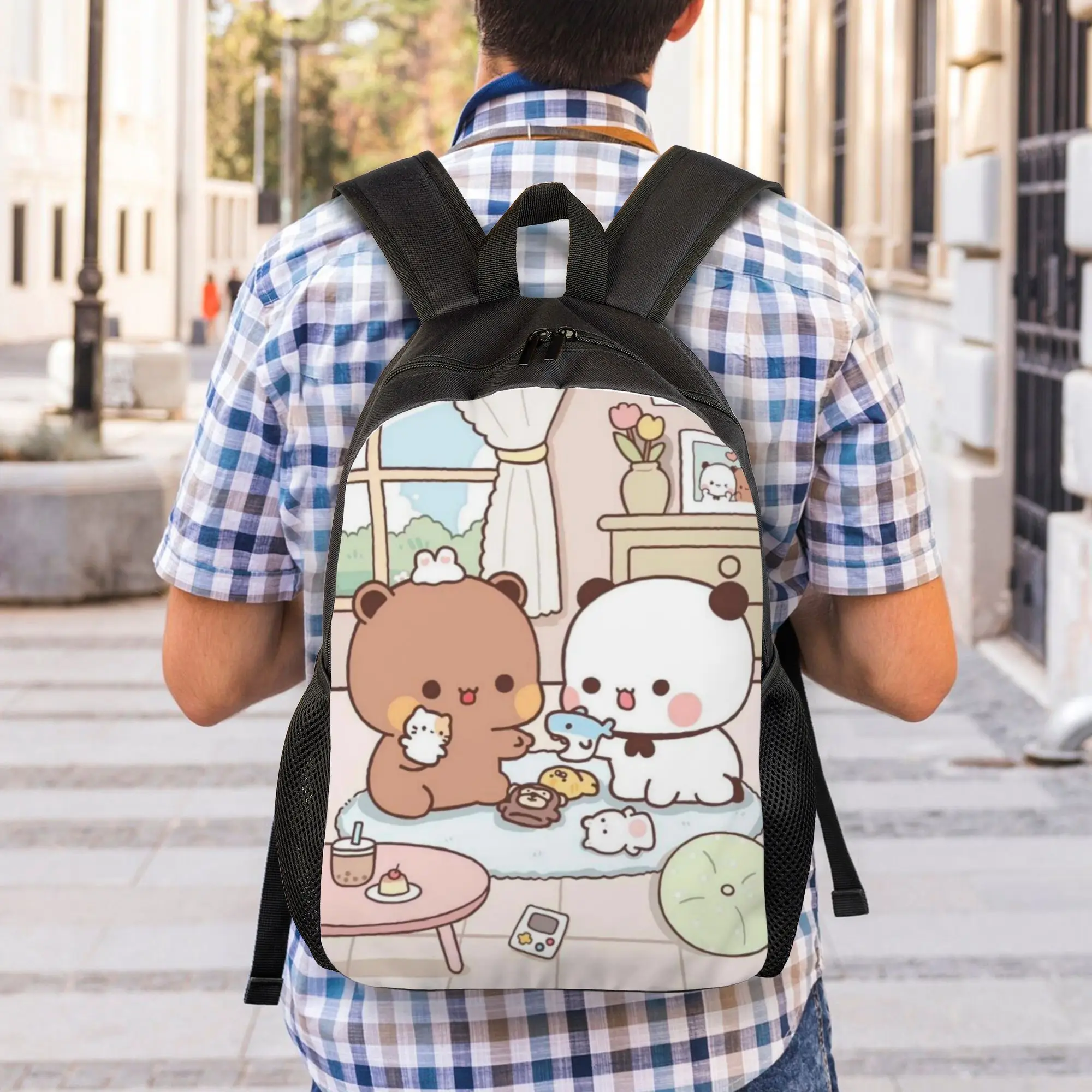 Фото Рюкзак Cute Bear Bubu Dudu для мужчин, женщин, подростков, школьный, деловой, повседневный, для ноутбука, сумка через плечо, для активного отдыха №5