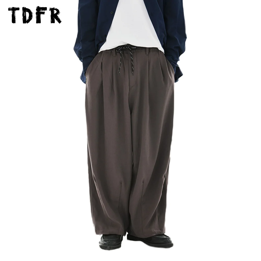 

Брюки-карго мужские однотонные, уличная одежда, повседневные свободные штаны с широкими штанинами, на шнуровке, брюки с эластичным поясом