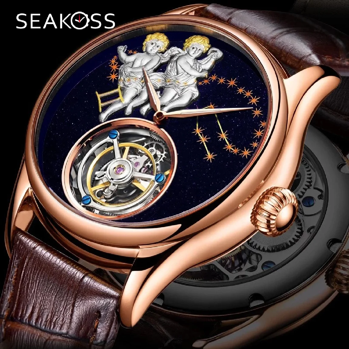 

Limited Edition Gemini Tourbillon Men Wrist Watches Top Brand Luxury Women Hand Winding Tourbillon Mechanical Watch reloj hombre