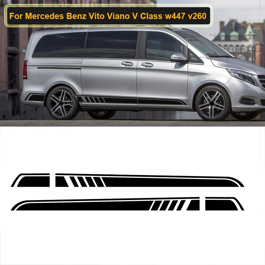 

For Mercedes Benz Vito Viano V Class w447 v260 2 pcs Long Side Stripe Car Sticker Vinyl Car Film Decals Auto Accessories
