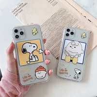 snoopy cute cartoon phone cases for iphone 13 12 11 pro max mini xr xs max 8 x 7 se 2022 couple transparent silicone soft shell
