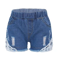 summer kids girls shorts elastic waistband ripped jeans shorts fashion children lace hem denim pants girls clothes 3 14 years