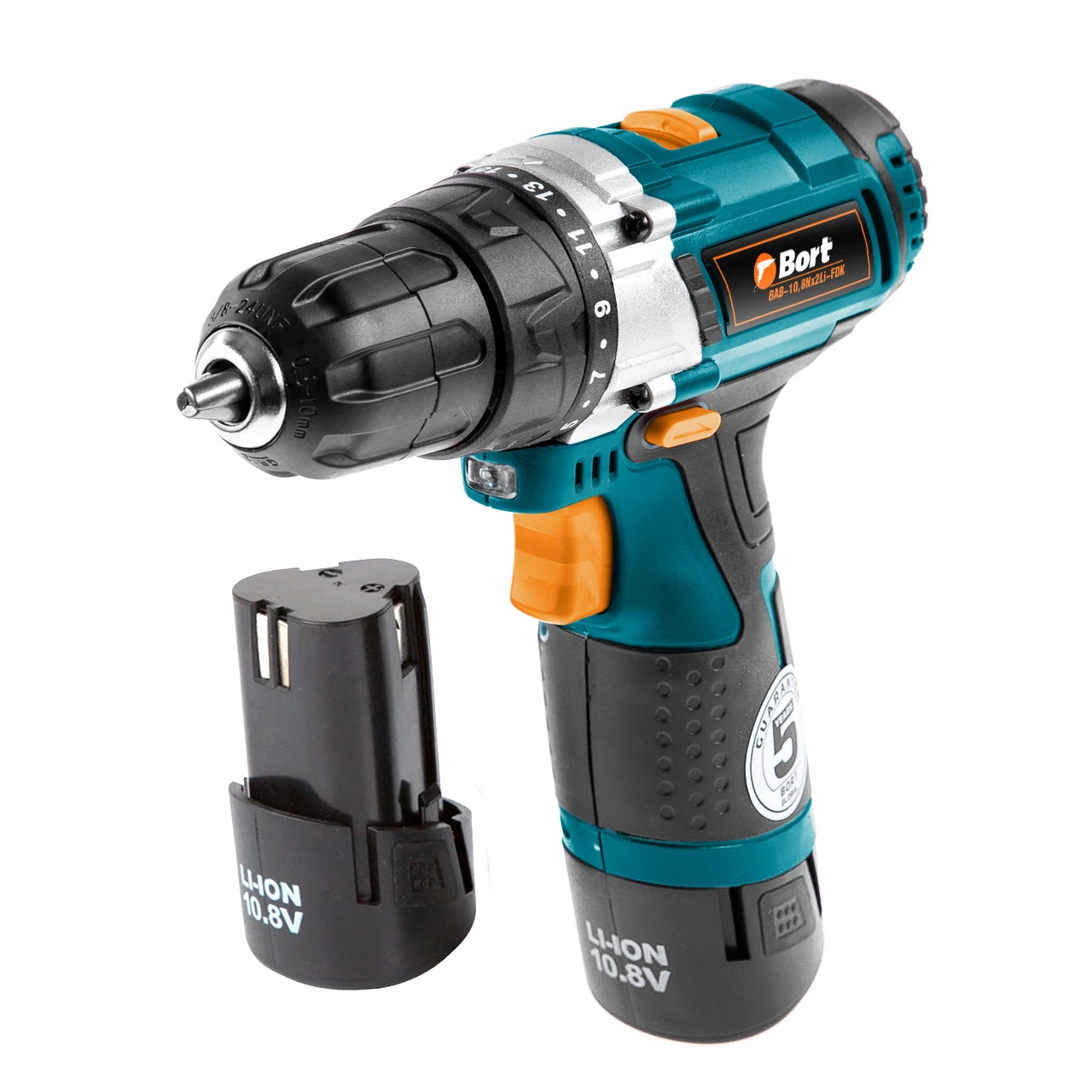 Дрель-шуруповерт аккумуляторная Bort BAB-10 8Nx2Li-FDK (Li-Ion аккумулятор подсветка рабочей