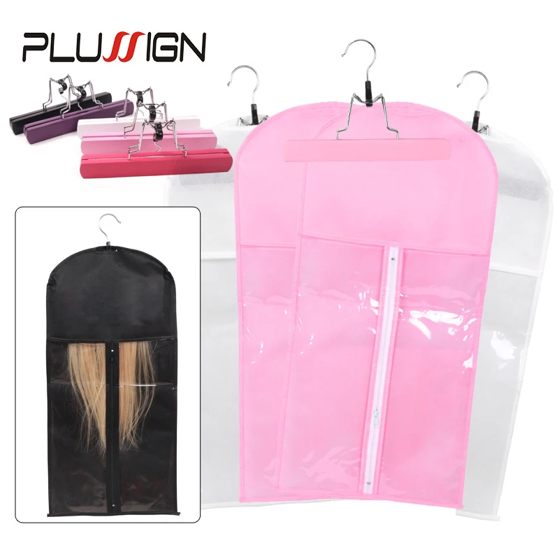 Wig Storage Bag Holder Case With Hangers Protable Hair Extension Storage Bag Pink Black Purple Wigs Carrier Case For Travel