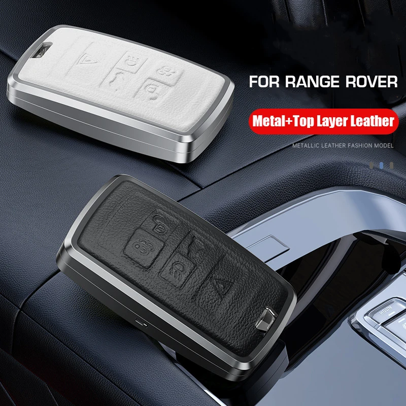 

Metal Leather Car Key Case Cover For Land Rover A9 Range Rover Sport Evoque Freelander 2 Jaguar XE XJ XJL XF C-X16 V12 Guitar