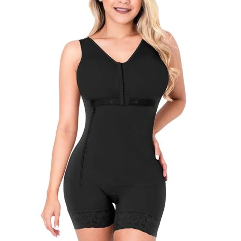 

Women'S Bodysuit Waist Trainer Body Shaper Side Zipper Adjustable Breast Support Tummy Control Shaperwear