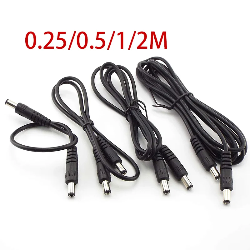 

DC Power Cable Plug 5.5 x 2.1mm Male To 5.5 x 2.1 Male CCTV Adapter Connector Cable 12V Power Extension Cords 0.25m/0.5m/1m/2m