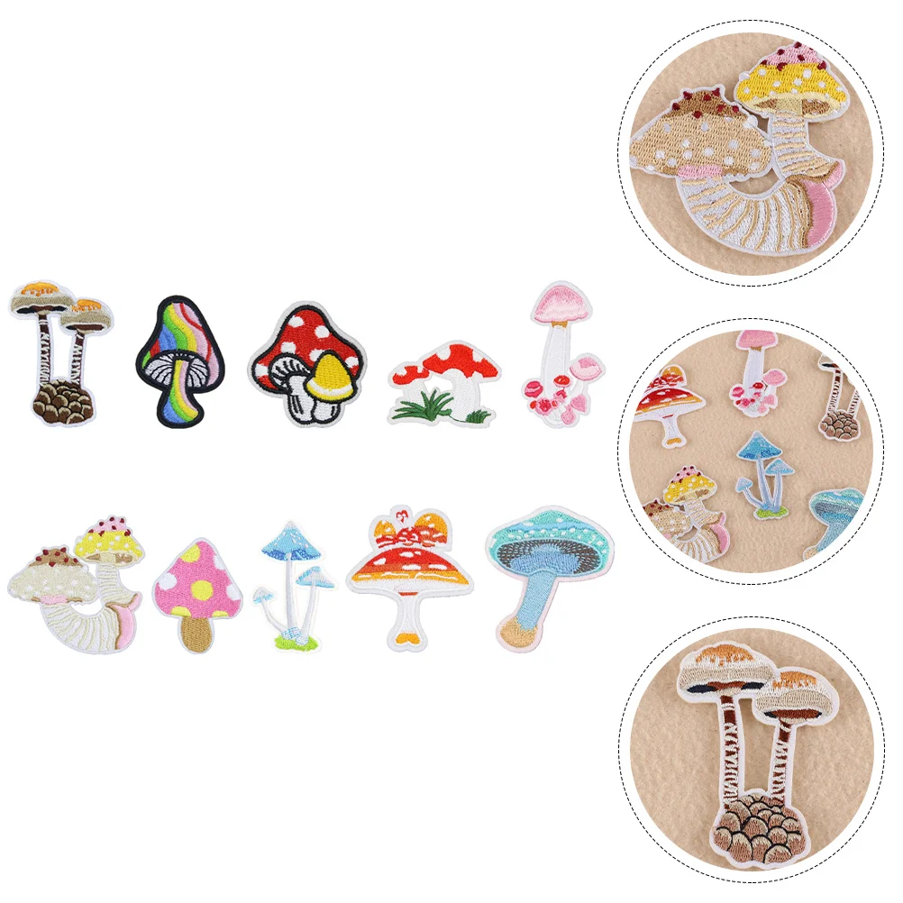 

10Pcs Embroidered Mushroom Sticker Diy Embroidery Patch Decorative Patch