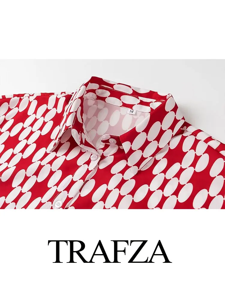TRAFZA Женский комплект из 2 предметов Шикарный принт в горошек Однобортный лацкан с
