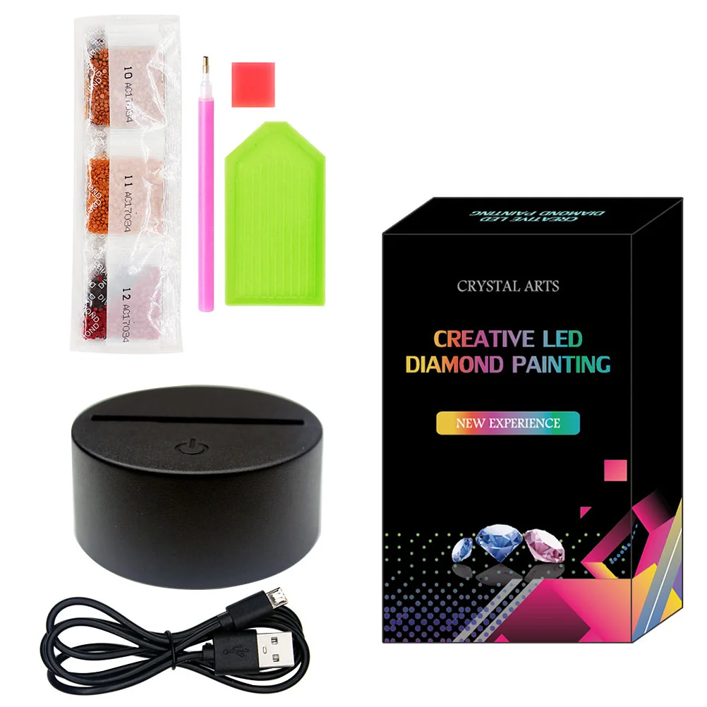 

1 Set Living Room Bedroom Desk Decoration Rhinestone Painting Night Light