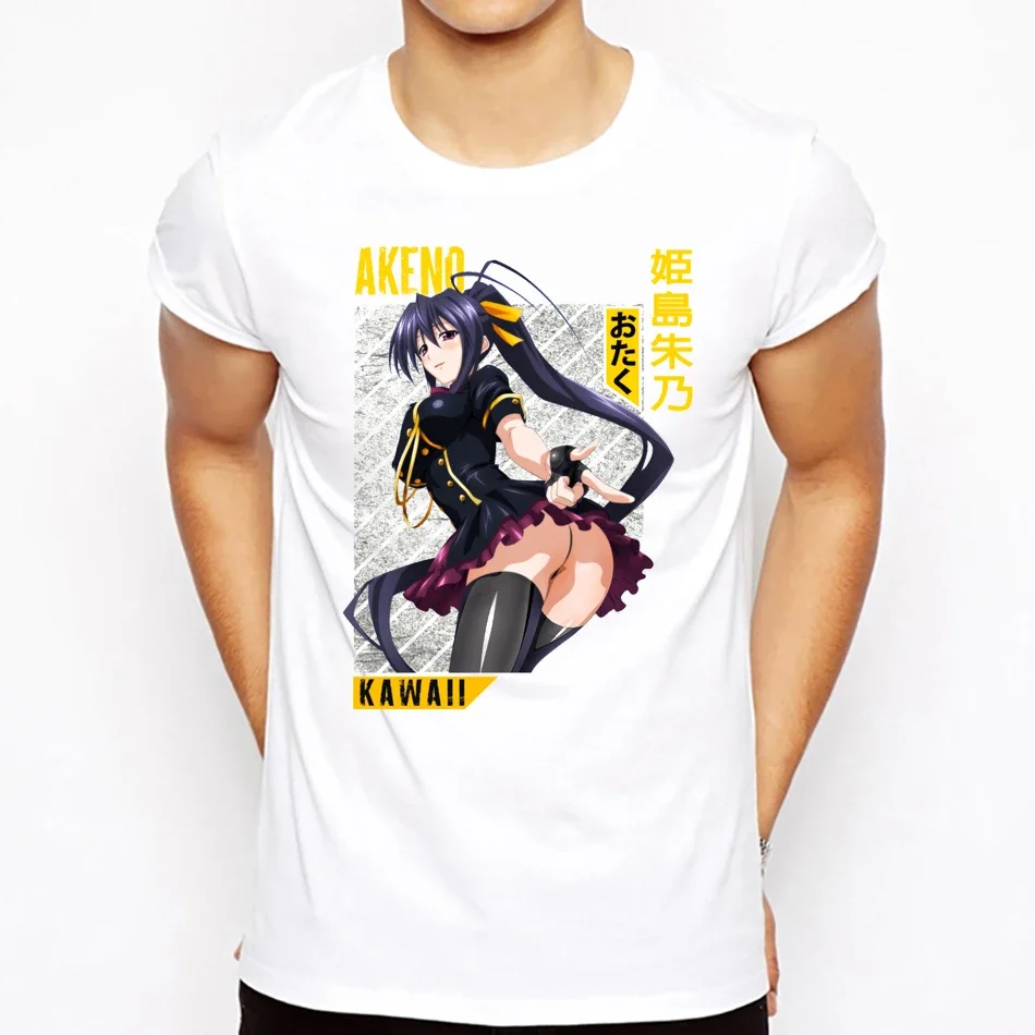 Новая мода аниме Waifu Aesthetic Akeno Himejima High School Dx Print Otaku Белая футболка в стиле хип-хоп с