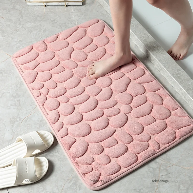 

Коралловый бархатный однотонный домашний коврик для ванной с принтом камней, абсорбирующий коврик для ног для ванной комнаты, коврик для душа, коврик для ванной