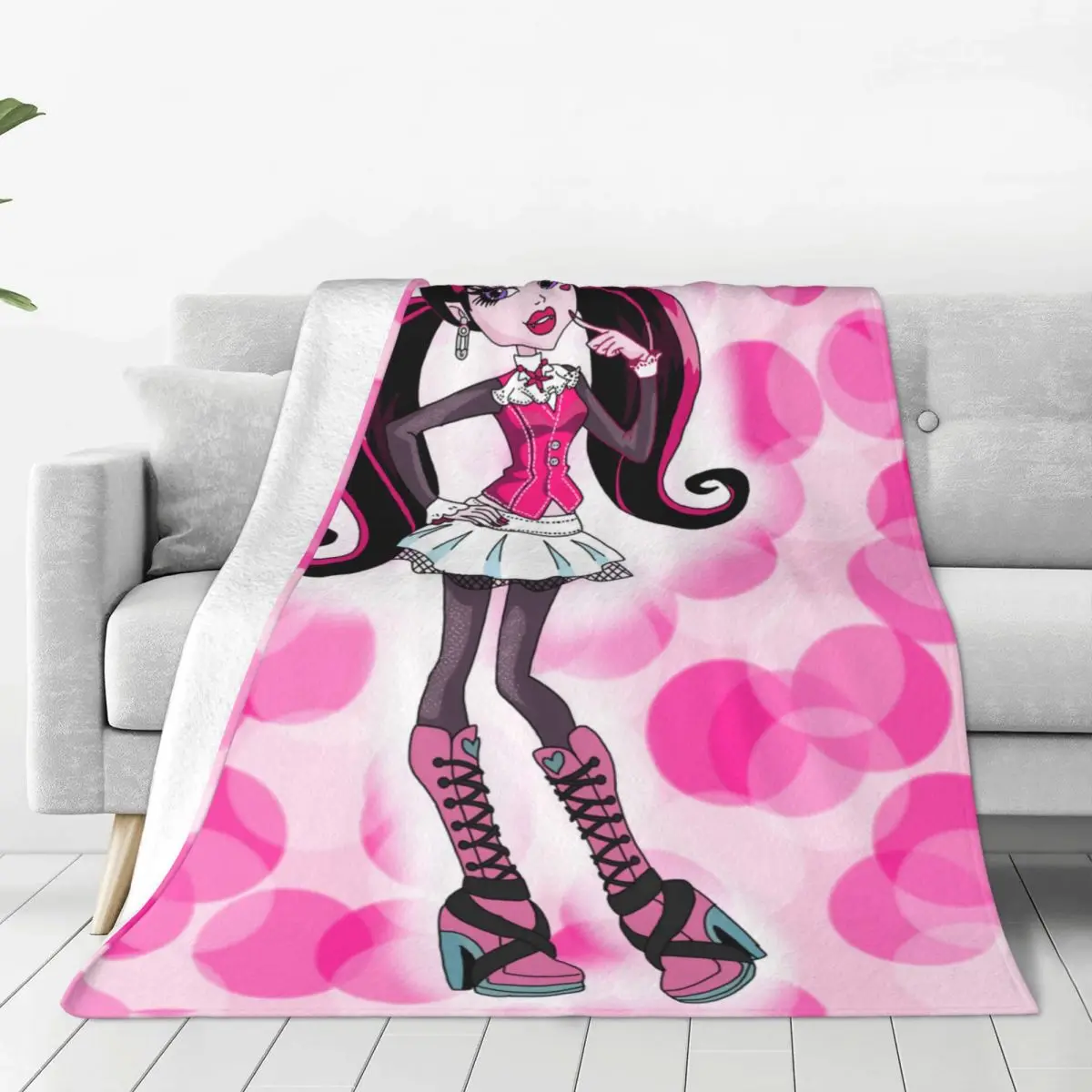 

Pink Monster High Draculaura Blankets Cute Cartoon Flannel Throw Blankets Summer Air Conditioning Personalised Soft Bedspreads