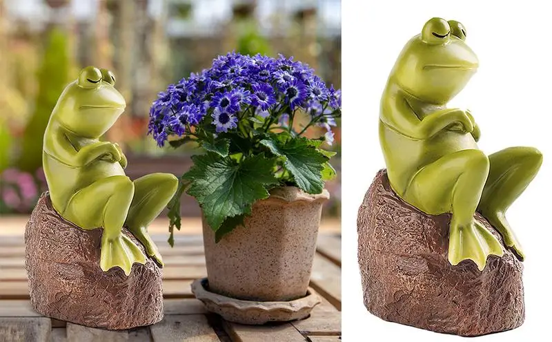 

Desk Frog Statue Resin Couple Frog Ornament Collectible Figurines Garden Sculpture Statue Famly Gift For Garden Yard Patio Lawn
