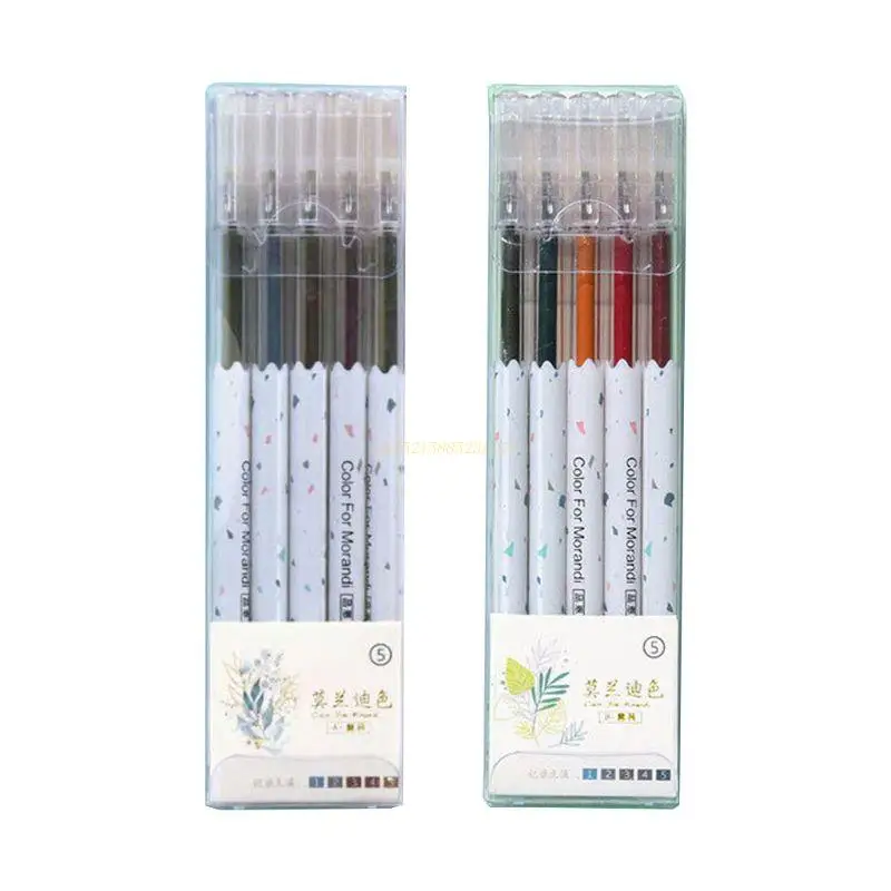 

5pcs/set Morandi Retro 5 Colored Permanent Marker Gel Pen Graffiti Painting Writing Scrapbooking Stationery Art Drop Shipping