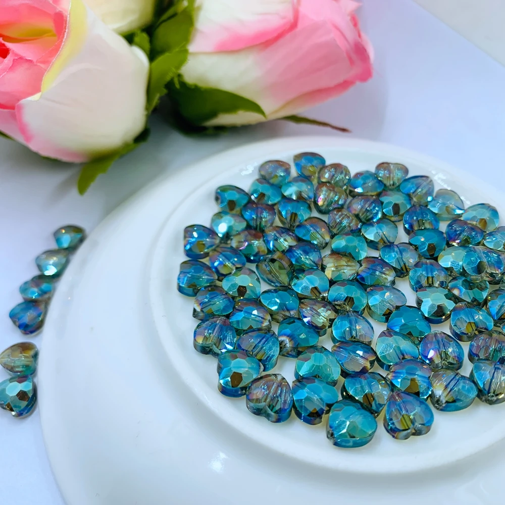 Стеклянные хрустальные бусины в форме сердца 8 мм 20 шт. упаковке много цветов для