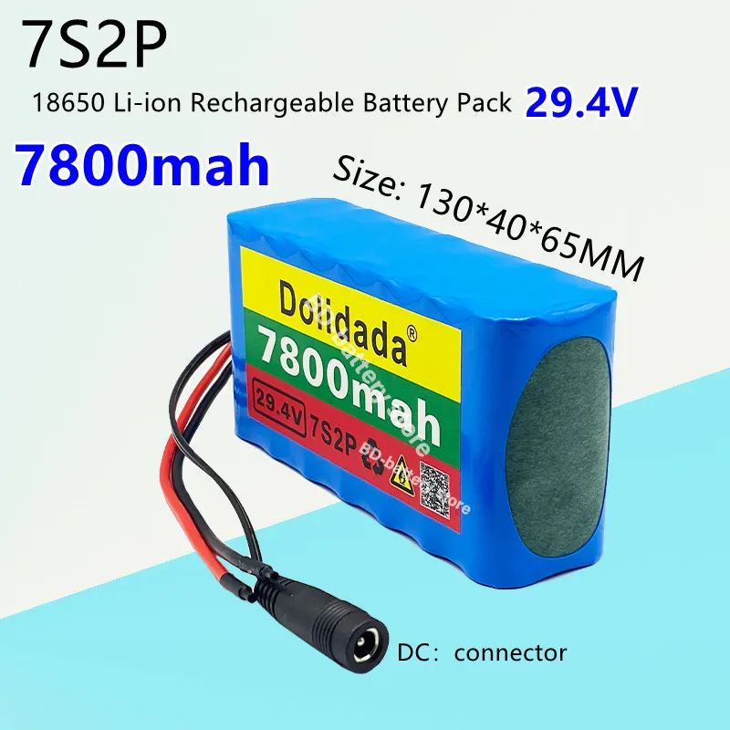 

100% High Capacity 7s2p 24V 7800mah 18650 Li-ion Battery Pack 29.4v 7800mah Electric Bicycle Moped /Li-ion Battery+charger