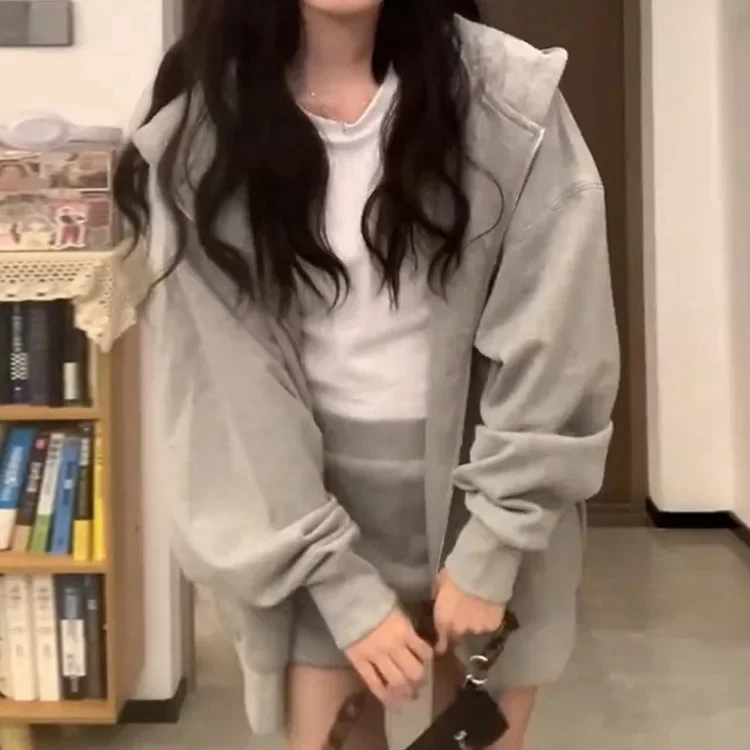 Осенняя толстовка полуплатье корейский стиль одинаковый женский костюм