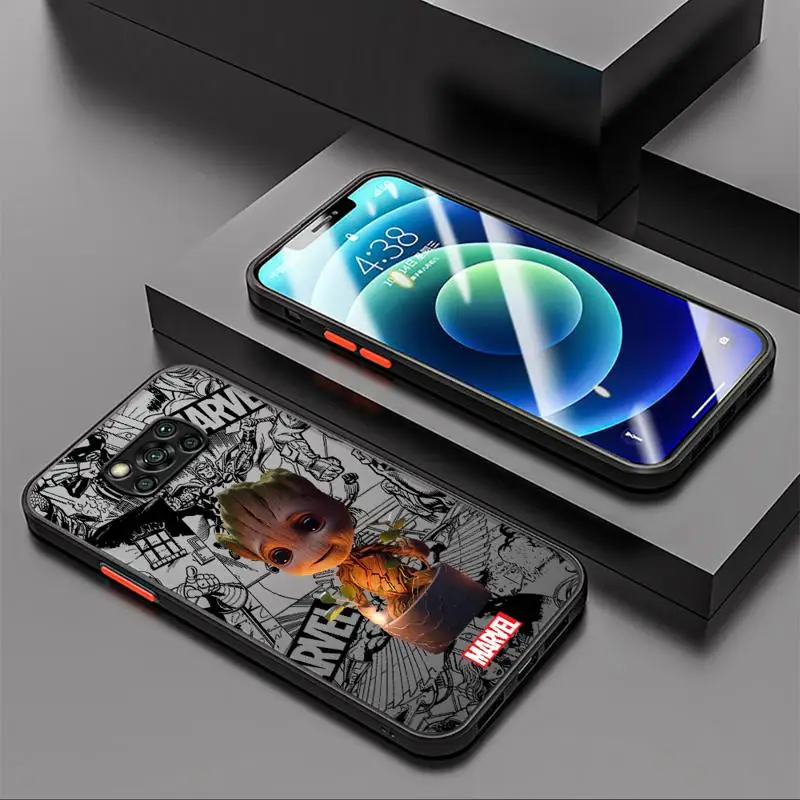 Чехол для телефона Xiaomi mi 14 13 11 lite 9t 10c 9a 12 10t pro 13c 11t Los ina матовый fundas Marvel Heroes Iron Man Groot