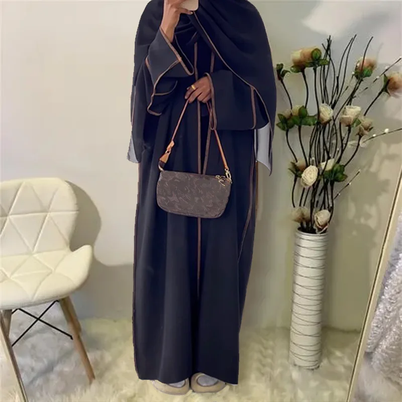 Abayas for Women Double Layers Open Cardigan Kaftan Stitching Dubai Luxury Femme Caftan Marocain Islamic Clothing Muslim Dress