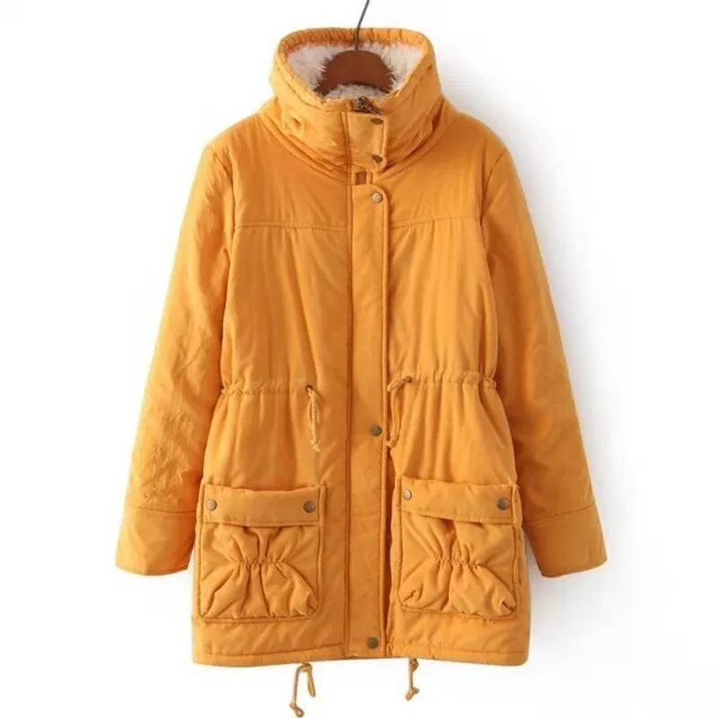 Winter Warm Women's Lamb Fleece Jacket Parka Mid Length Coat Thick Jacket Free Shipping Korean Fashion Plus Size Loose Belt New