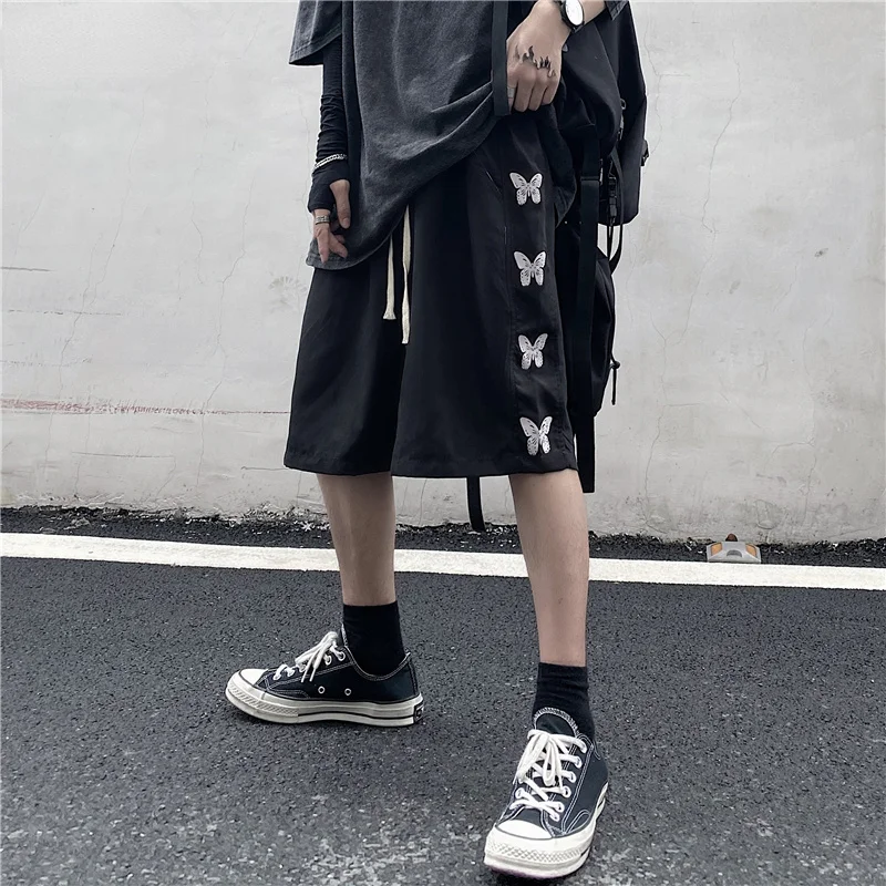 

Men's Butterfly Printed Shorts, Casual Wear, Unisex, Fashionable, Daily, Street, Shorts, Korean, Fashion, Hip-hop, Street