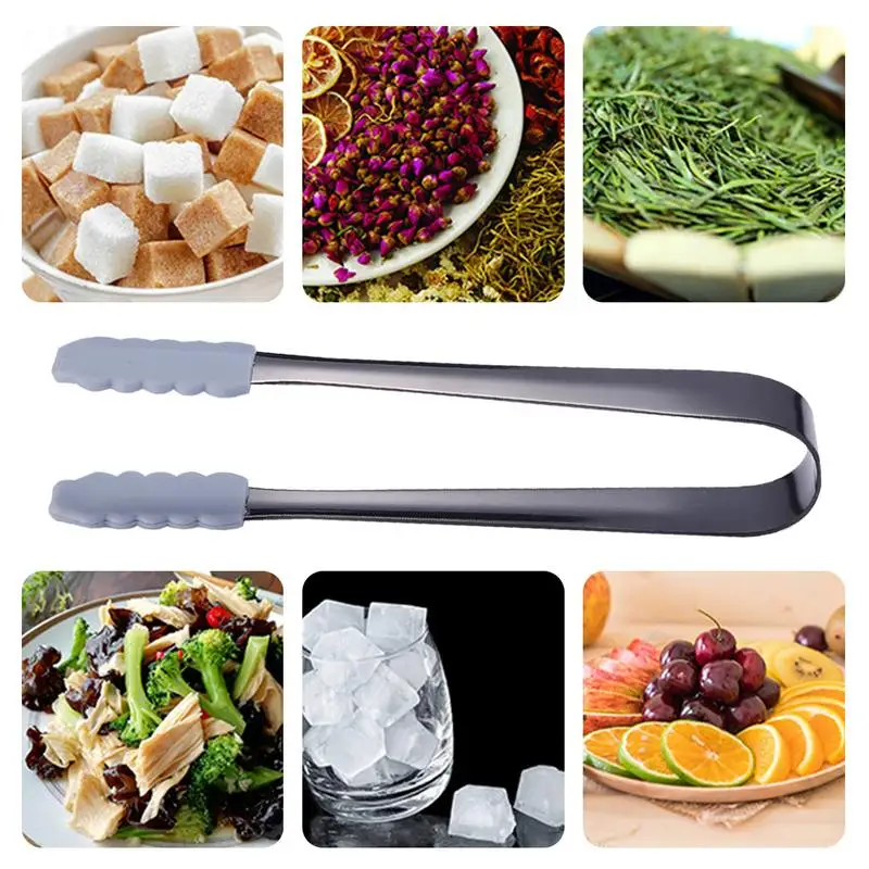 Щипцы для льда Нескользящие силиконовые зажимы бара десертов из нержавеющей