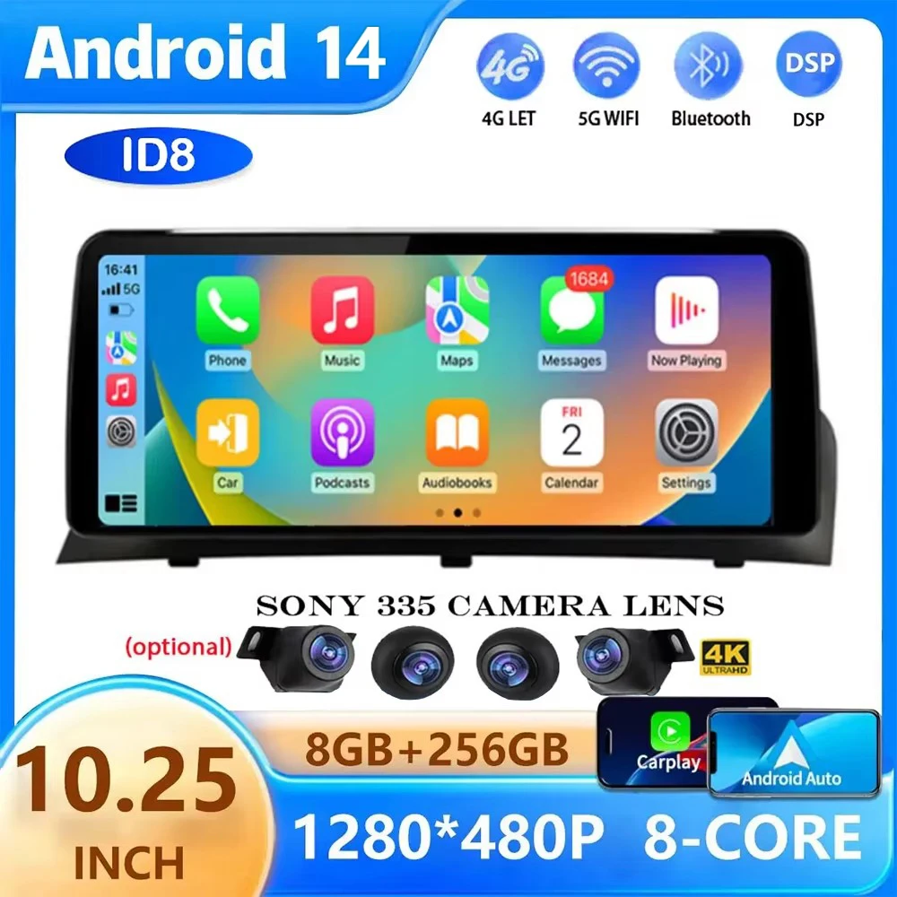ID8 Android14 Автомобильный радиоприемник для BMW X3 F25 X4 F26 CIC NBT 2011 2012 2013 2014 2015 2016 GPS-монитор