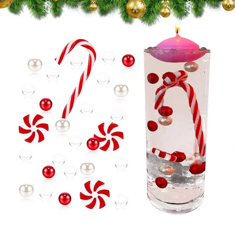 

Christmas Floating Candles Pearls Christmas Vase Filler Set For Table Decoration Flameless Floating Lights Waterproof Wax Candle