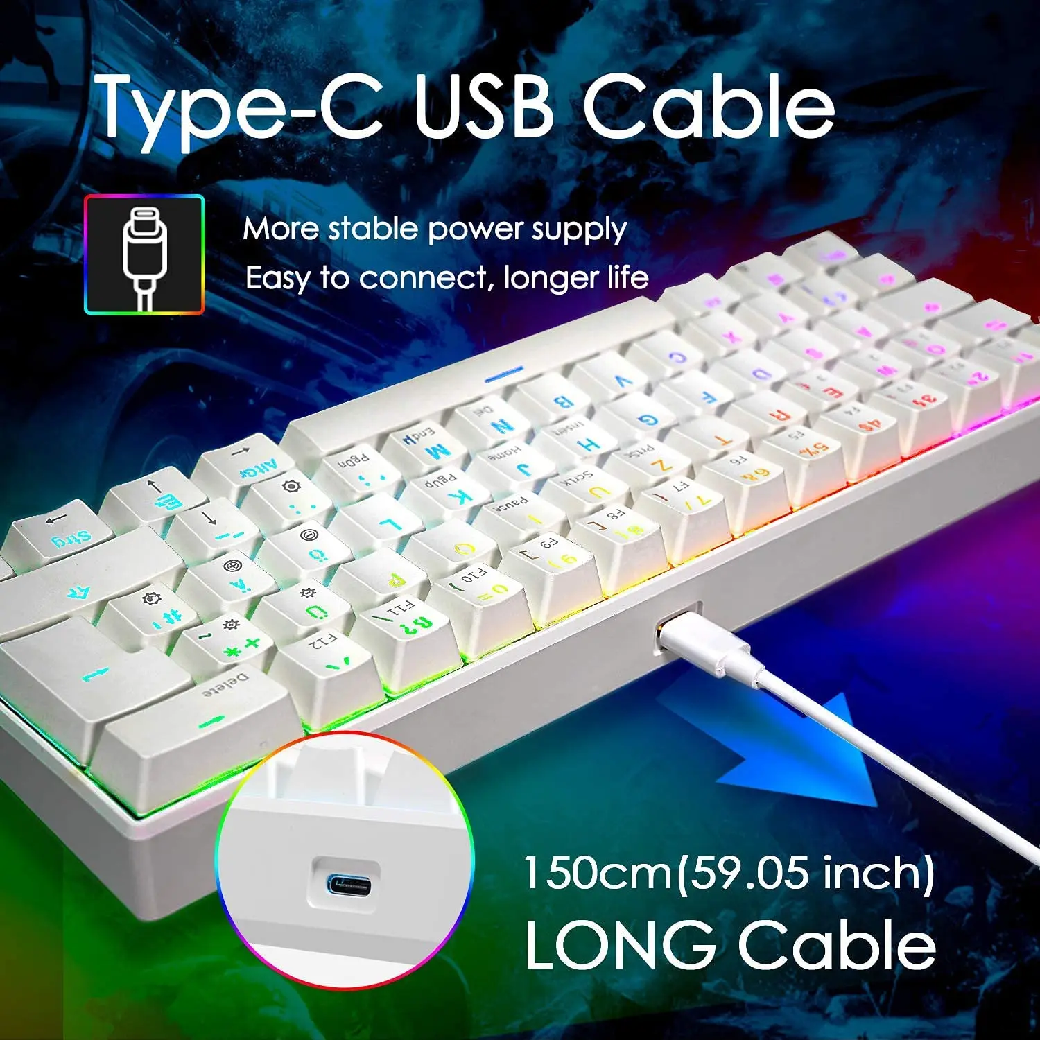 t60 mechanical gaming keyboard switch 62 keys usb wired compact portable design game for pc free global shipping