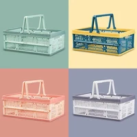 foldable portable shopping baskets kitchen organizer storage container picnic panier sundries rangement plastic cesta home items