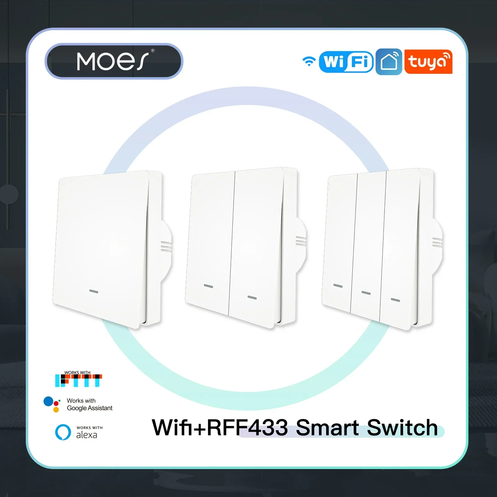 Умный выключатель света MOES Wi-Fi