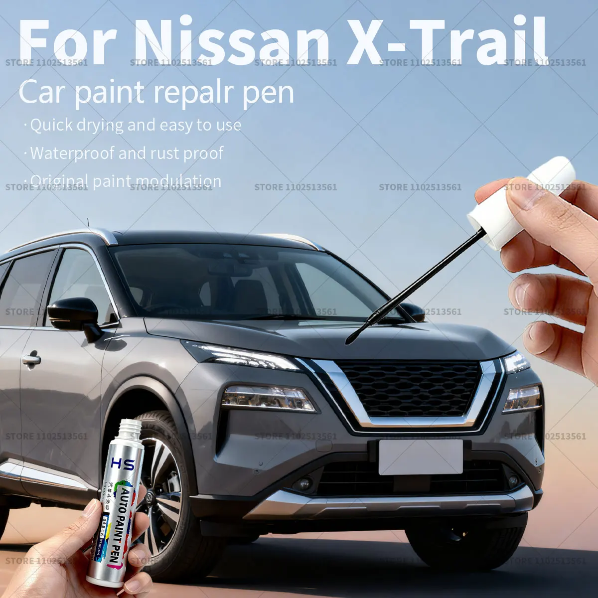 Фото Ручка для ремонта автомобильной краски Nissan X-Trail, средство для удаления царапин, сделай сам, автоаксессуары, серебристый K23 KAY, белый QAB QBE, черный G41 №1