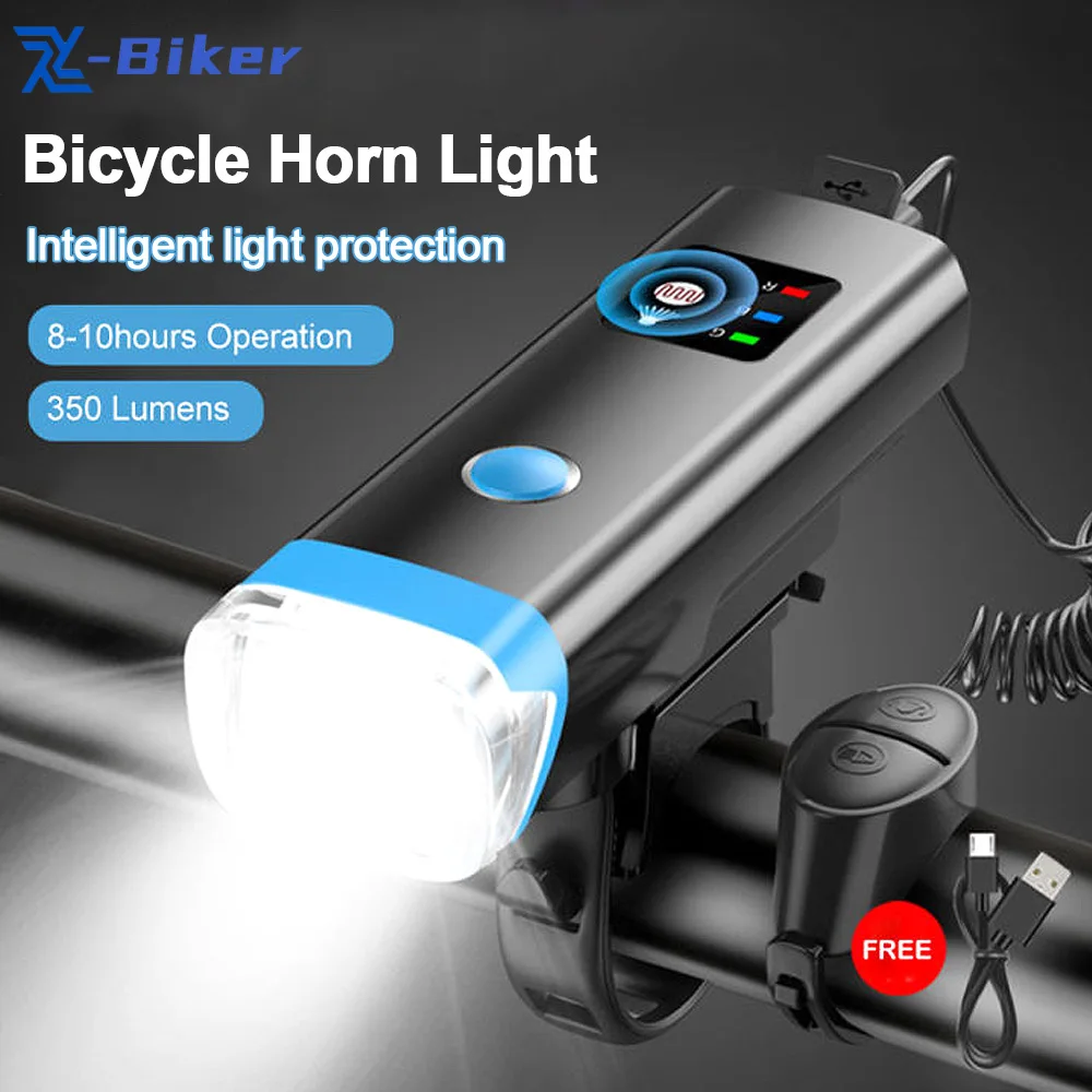

Bicycle Front Lights Auto Shut Off Super Bright USB Rechargeable Mount Bike Headlight Waterproof 5 Modes LED Flashligh with Horn