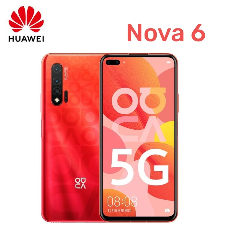 HUAWEI Nova 6 Smartphone 5G 4G Network 6.57 inch 128GB ROM 8GB RAM 40MP+32MP Camera Mobile phones Android Original Cell phone