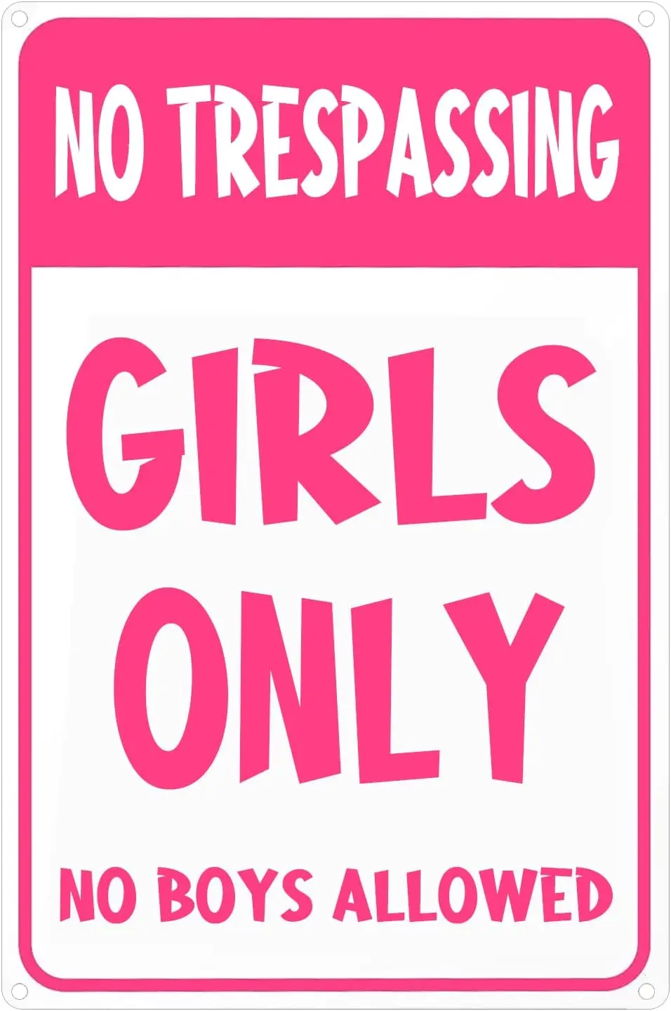 Grls Bedroom Sgn Funny No Trespssng Only Grl Cve Metl Tn Wll Decor Boys llowed Door 8X12 nches