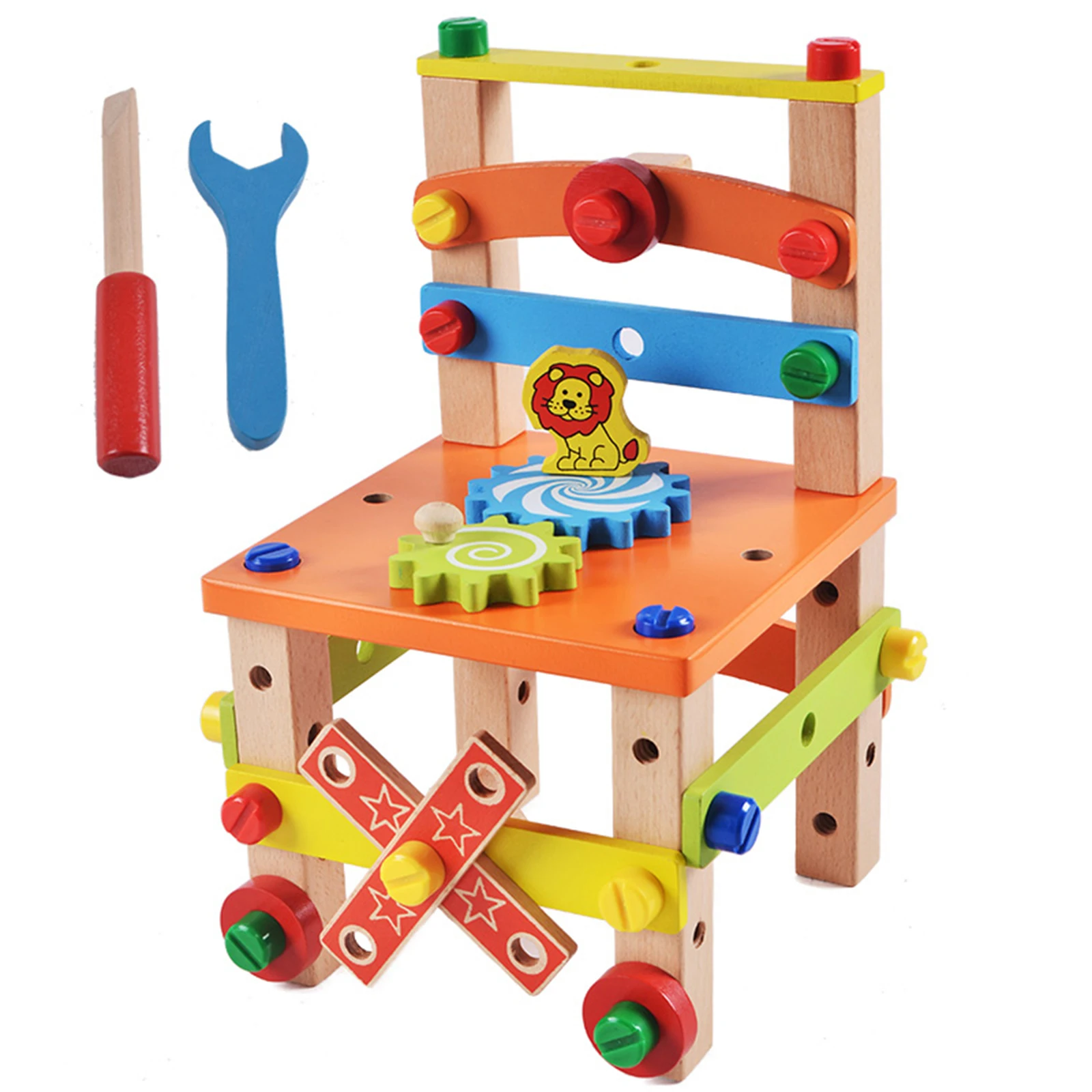 

Игрушки Монтессори, игрушки Luban, стул для разборки, набор игрушек-пазлов, блоки-пазлы, стул Luban для детей