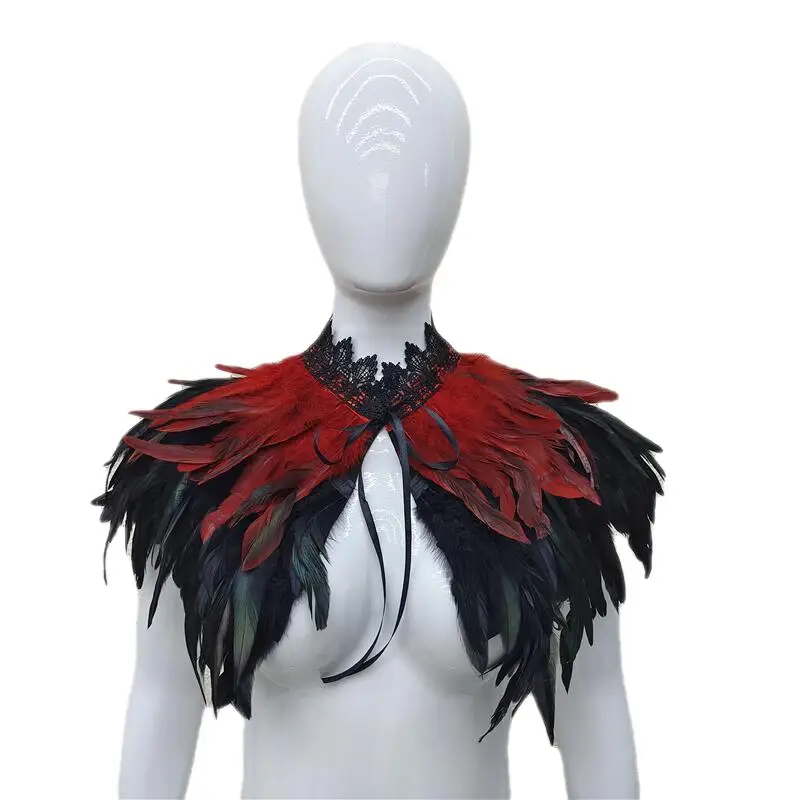 3-слойная шаль из натурального пера Поддельный Воротник-чокер ошейник костюмы