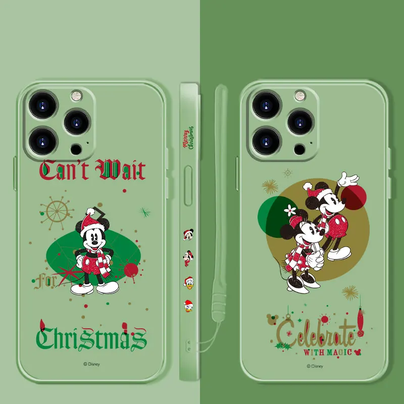 

Disney Merry Christmas Mickey Minnie Liquid Candy Case For Apple iPhone 14 13 12 11 Pro Max 13 12 Mini XS XR X 7 8 6 6S Plus