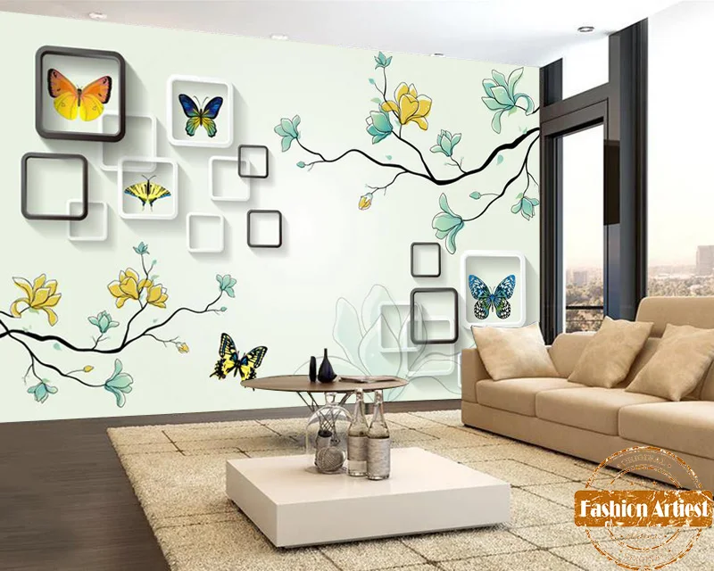 

Custom 3d Modern Simple Square Wallpaper Mural Butterfly Specimen Flower Tv Sofa Bedroom Living Room Cafe Bar Restaurant