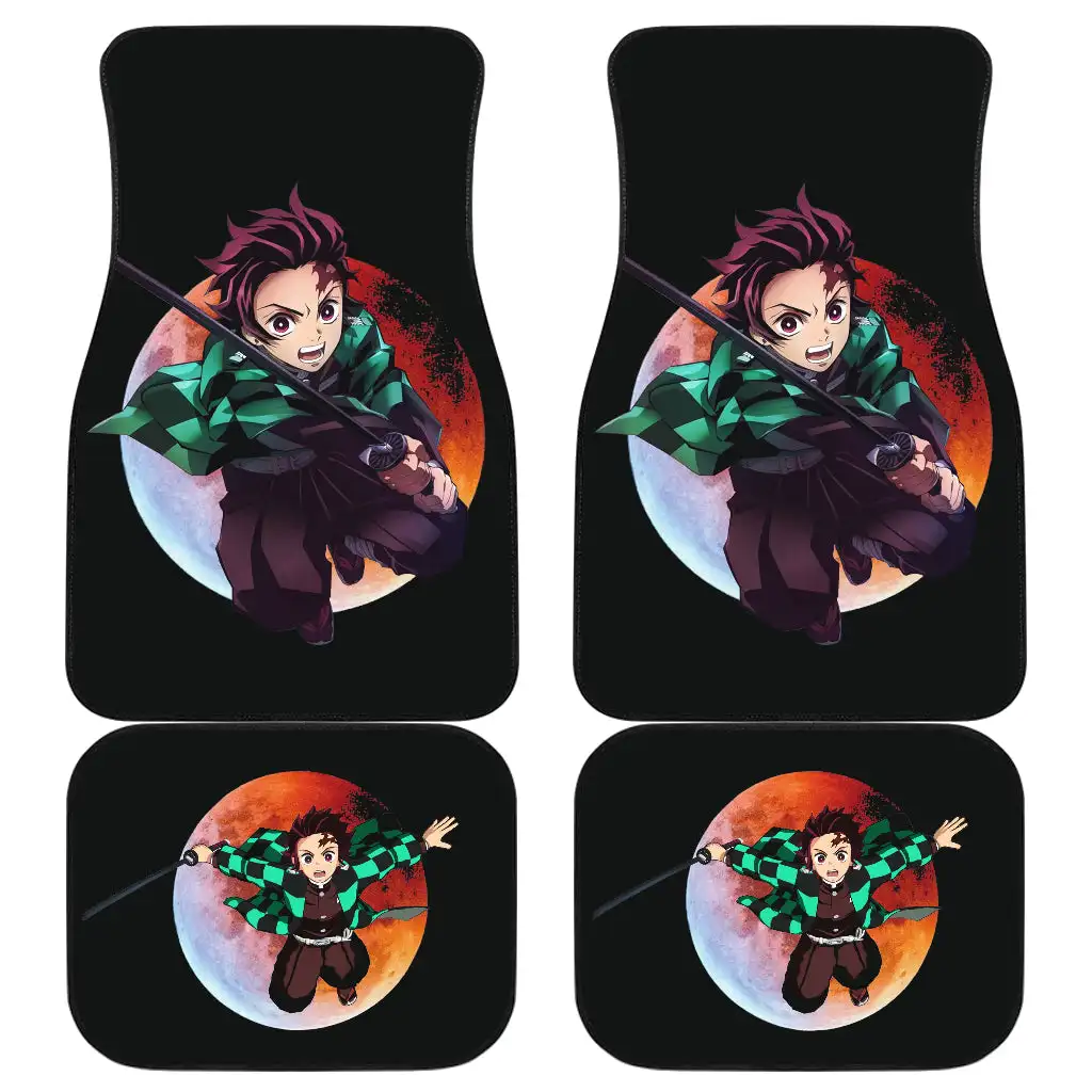 

Kamado Tanjiro Car Seat Covers Anime Demon Slayer Seat Covers ci0606 Full Set 4-Piece Front Rear Car Floor Mats