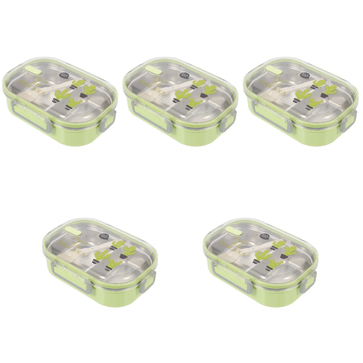 

5pcs Stainless Steel Leakproof 2-Compartment Bento
