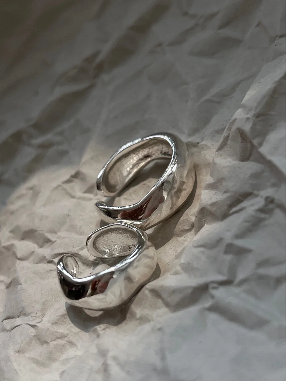 

Earrings and earrings with niche design, irregular staggered hollowed out personality, curve opening ring X1-12