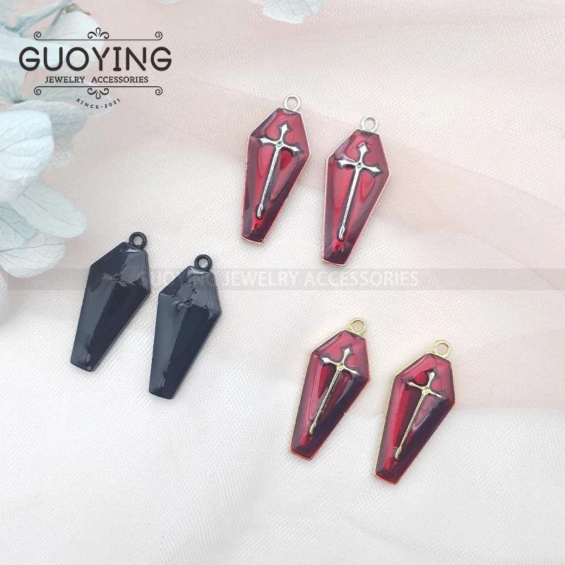 

10pcs Alloy Enamel Charm Halloween Cross Tombstone DIY Earrings Necklace Hanging Machine Designer Charm Amulet
