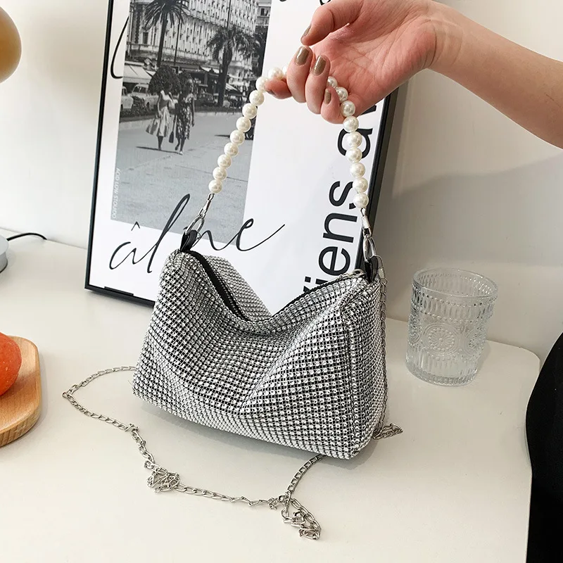 

Shoulder Crossbody Bags for Women 2022 Trend Famous Brand Vintage Fashion Female Tote Bag Pearl Chain Designer Ladies Handbag