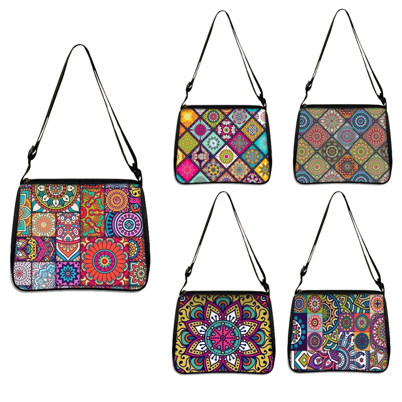 

Bohemia Mandala shoulder bag Geometric Ethnic Flowers Handbag Ladies Shopping Bag Girls Totes Beach Travel