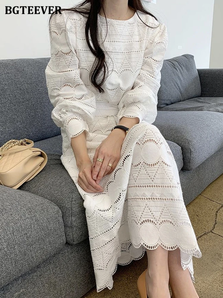 

Платье BGTEEVER женское повседневное с круглым вырезом, элегантное однотонное ТРАПЕЦИЕВИДНОЕ, с длинным рукавом, на шнуровке, весна 2022