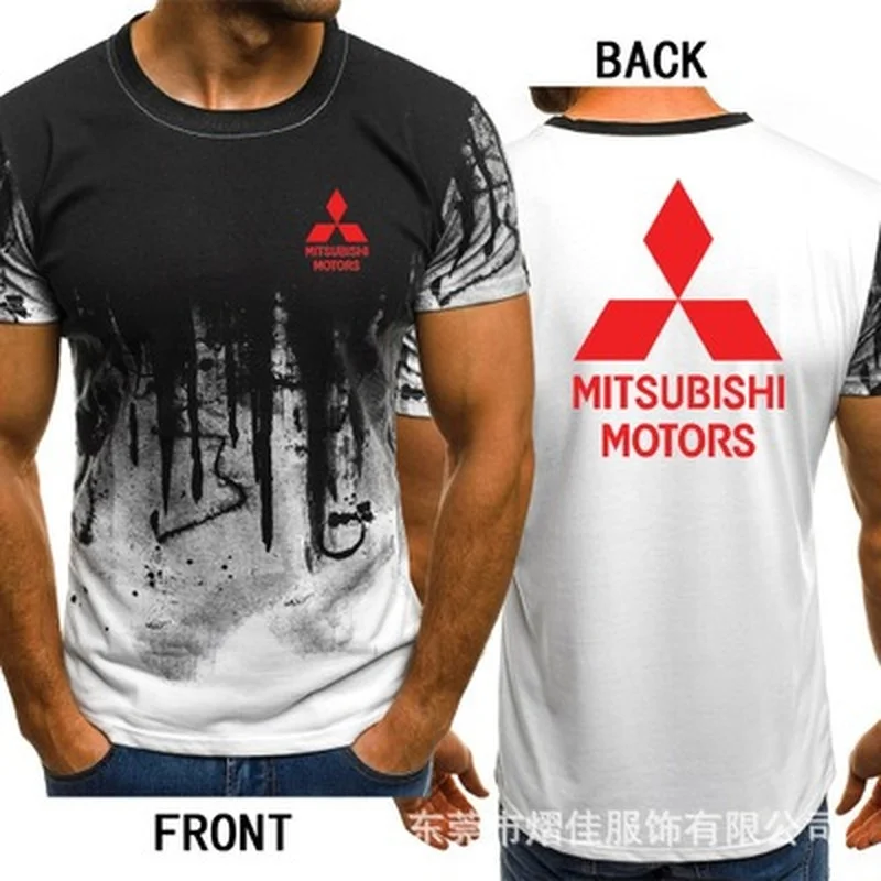 

Футболка мужская с коротким рукавом, хлопок, градиентный логотип, стиль хип-хоп, для Mitsubishi Motors, летняя