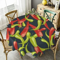 round table cloth green red chili peppers patternstain proof water resistant washable table cloths decorative round table cover
