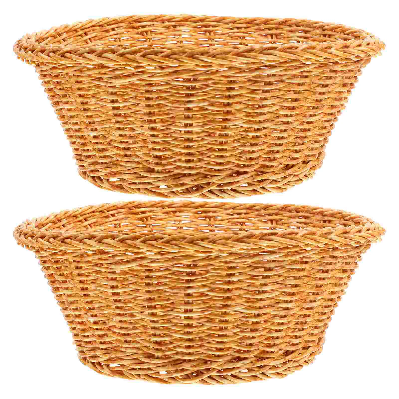 

Basket Woven Bread Wicker Storage Baskets Fruit Rattanplastic Egg Tray Round Serving Snack Sundries Small Garlicvegetable Fries